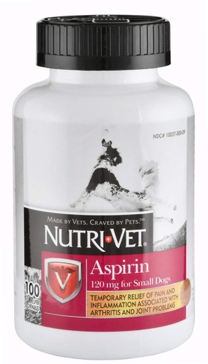 [BRSWIGQQAYOBYCTY] Nutri-Vet Aspirin for Dogs, Fast Pain Relief Liver Flavoured Chewable Tablets For Small Dogs, 120mg - 100 Ct