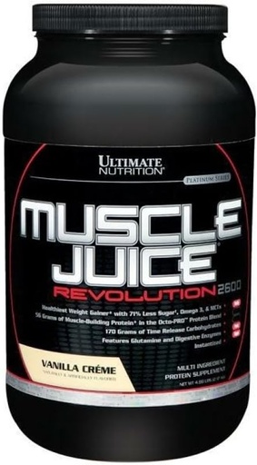 [BRSWIEIZOQMWECQ7] Ultimate Nutrition Muscle Juice Revolution 2600 Weight Gainer, Muscle Recovery with Glutamine, Micellar Casein, Time Release Complex Carbohydrates, Vanilla Protein Powder, 4.69 Pounds