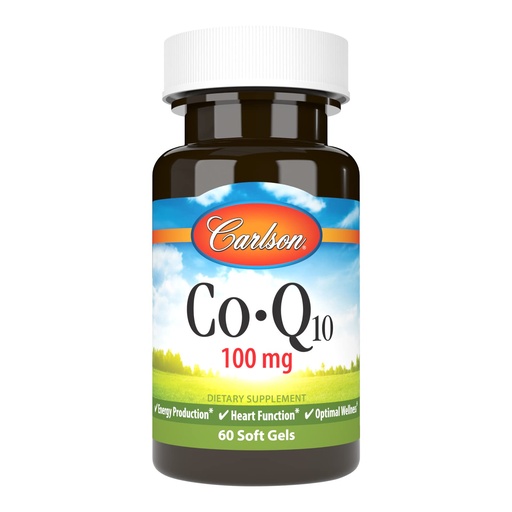 [BRSWIYILCUAAEHDA] Carlson - Co-Q10, 100 mg, Energy Production & Heart Function, 60 Softgels