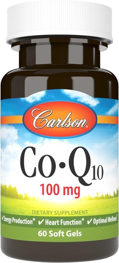 [BRSWIYILCUAAEHDA] Carlson - Co-Q10, 100 mg, Production d'énergie et fonction cardiaque, 60 Softgels