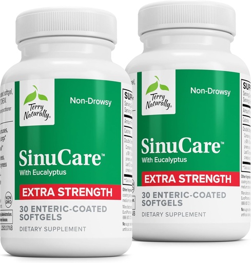 [BRSWKFA3AUIRYYD6] Terry Naturally SinuCare Extra Strength - Dietary Supplement with Eucalyptus & Myrtle - Immune & Lung Health Support - Supplement Formula to Aid Sinus Health - 30 Servings (Pack of 2)