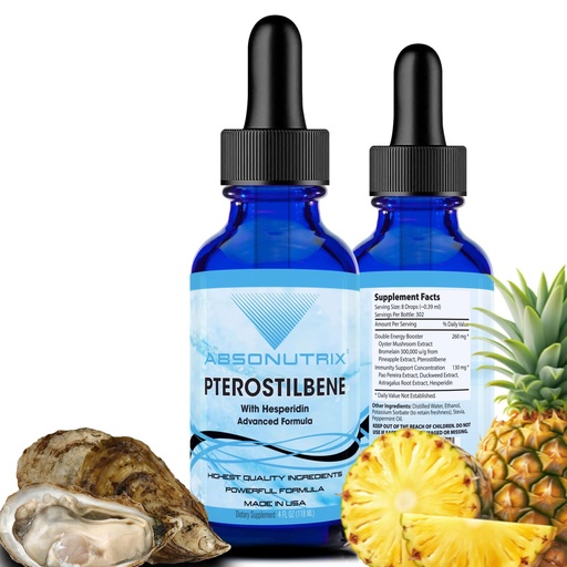 [BRSRAYIDA4PRSD3H] Pterostilbene with Hesperidin 390 mg, 4 Oz Liquid, 300 Servings, Made in USA, Quick Absorption, Quality Potent Ingredients, Non-GMO, GMP Certified Facility, Cruelty-Free Products