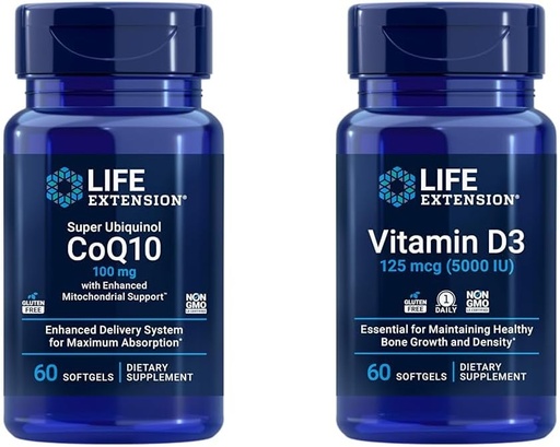 [BRSROAIKCENQICIV] Extensión de vida Super Ubiquinol CoQ10 con apoio mitocondrial mellorado e vitamina D3 125 mcg (5000 IU)