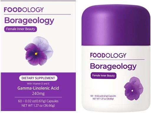 [BRSROYAYBAHBEG3V] FOODOLOGY Boraology (60 Softgels, 30 Days) - Pure Borage Oil, GLA 240 mg with Vitamin E & D3. Plant-Based Omega 6 Fatty Acid Supplement for Premenstrual Discomfort, Healthy Skin & Hormonal Balance.