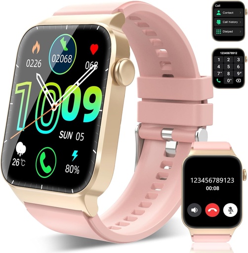 [BRSRAZITC4NQYYI7] Smart Watch for Men Women(Answer/Make Calls), 1.85" HD Smartwatch, Fitness Watch with 112 Sports Modes, Heart Rate Sleep Monitor/Step Counter, IP68 Waterproof Fitness Tracker for Android, Deep Pink