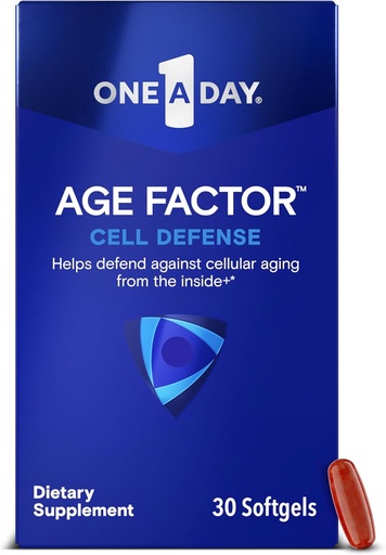 [BRSROHADOEJWMYD2] One A Day Age Factor Cell Defense-Cell Health Supplement to Support Healthy Aging Journey, Cell Health Support for Adults, with Olive Polyphenols, Resveratrol, Vitamin B3 (Niacinamide), 30 Softgels