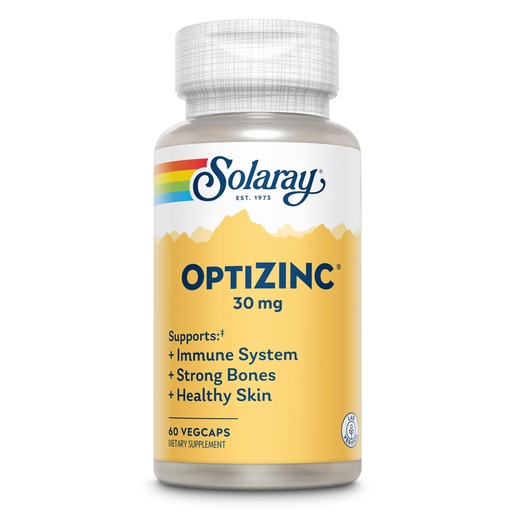 [BRSWIZYZOMIRYALO] SOLARAY OptiZinc 30mg Immune Support Supplement - Zinc Supplements for Men and Women w/Vitamin B6 - Strong Bones and Skin Health Support - High Absorption - 60-Day Guarantee, 60 Servings, 60 VegCaps