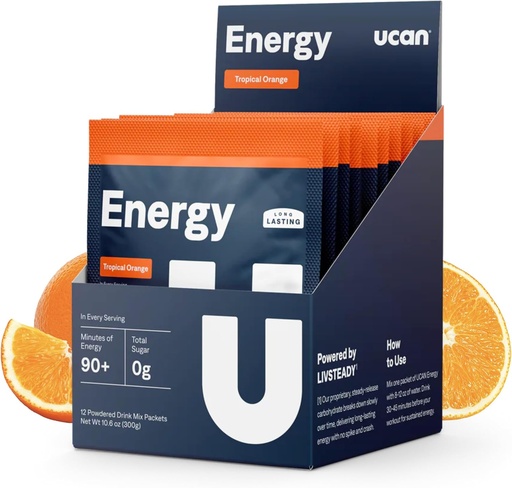 [BRSRAZYNCB5BE2YV] Powder Energi UCAN, Gluten- Free Orange, Keto, Sugar-Free Pre & Post Workout for Men & Women, Non-GMO, Vegan, Gluten- Free, Runners, Gym-Goers and High Performance Athletes (12 Pelayan, 25g)
