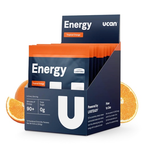 [BRSRAZYNCB5BE2YV] UCAN Energy Drink Mix | Tropical Orange | Pre Mid Workout | 12 Packets | Long Lasting Clean Energy | Ideal for Pre-Workout, Running, Cycling and Endurance Training | Mixes Easily | Vegan Non-GMO