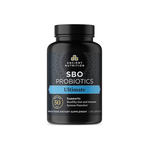 [BRSWYYAFCQIG2HTU] Ancient Nutrition Probiotics, SBO Probiotics Ultimate 50 Billion CFUs*/Serving, Digestive and Immune Support, Gluten Free, Ancient Superfoods Blend, 60 Capsules