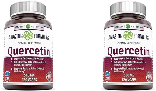[BRSWG237BANQM3A7] Amazing Formulas Quercetin 500 Mg, 120 VCaps - Συμπλήρωμα διατροφής, κάψουλες Vegan, μη ΓΤΟ, Χωρίς γλουτένη - Βέλτιστη με μια ισορροπημένη διατροφή και τακτική άσκηση