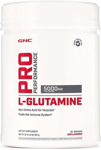 [BRSWYC3QAEBGGYLB] GNC Pro Performance L-Glutamine 5000mg, Amino Acid Supplement Powder, Supports Muscle Recovery & Function, Fuels Immune System, Plays Key Role in Protein Synthesis, Unflavored, Gluten Free, 181