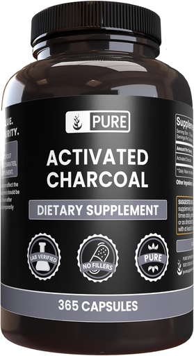 [BRSROHQQCQAWEAIV] Pure Original Ingredients Activated Charcoal, No Magnesium or Rice Fillers, Always Pure, Lab Verified (365 Count)