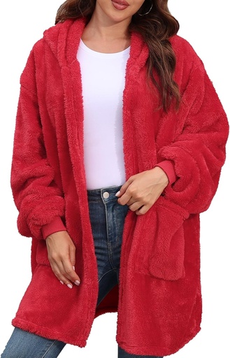 [BRSRAGARBEHGMFLD] Argstar Hooded Cardigan for Women and Men, Oversize Sweatingle Fuzzy Fleece Blanket Hoodie Jacket - One Size Fits All