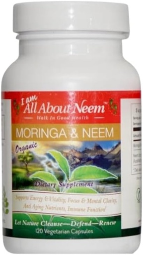 [BRSWIFAODEHQG23M] Organic Moringa 400mg & Neem Leaf 500mg kapselit 120 Count ... Detox & Superfood Nutrition...