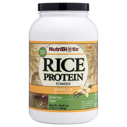 [BRSWIYTYO4GRQGQZ] NutriBiotic – Vanilla Rice Protein, 3 Lb (1.36kg) | Low Carb, Keto-Friendly, Vegan, Raw Protein Powder | Grown & Processed Without Chemicals, GMOs or Gluten | Easy to Digest & Nutrient Rich