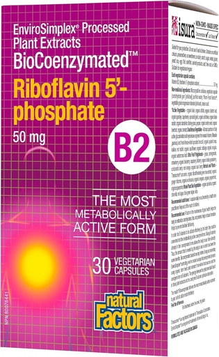 [BRSWGZY5BB7RUC37] BioCoenzymatedRiboflavin5'-Phosphate 50mg Facteurs naturels 30 VegCaps