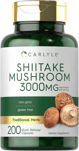 [BRSRMZD5CENQO3Y6] Carlyle Shiitake Mushroom Extract | 3000mg | 200 Capsules | Non-GMO, Gluten Free