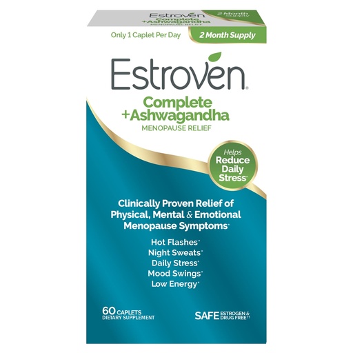 [BRSRMGQKOV7RQA35] Estroven Complete + Ashwagandha Multi-Symptom Menopause Supplement for Women - 60 Ct. - Clinically Proven Ingredients Provide Menopause Relief & Night Sweats + Hot Flash Relief* - Drug-Free & Non-GMO