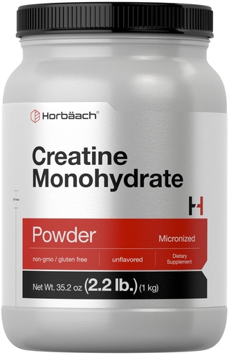 [BRSRMAIRCF7GKCDO] Horbäach Creatine Monohydrate Powder | 2.2lbs (35.2 oz) | Micronized and Unflavored | Vegetarian, Non-GMO, and Gluten Free Supplement