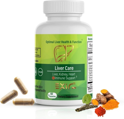 [BRSRMBL4OAPWEGY4] EXIR Liver Cleanse Herbal Supplement, 60 Vegan Capsules – Saffron, Chanca Piedra, Tinospora & Eclipta – Liver Wellness, Digestive Balance & Antioksi Activity