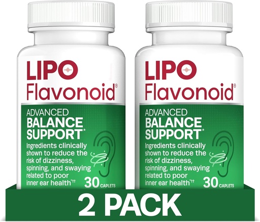 [BRSRA2Y6CUHWAC34] Lipo-Flavonoid Balance Support for Vertigo & Dizziness Relief - Clinically-Tested Formula with Ginkgo Biloba & Vitamin D & B Complex - Inner Ear Health & Balance Support - 30-Count - 2-Pack