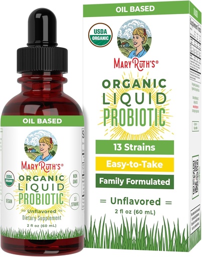 [BRSWGAIFBUDQ43TH] MaryRuth Orgánicas USDA Orgánica Liquid Probiótico Silencio Salud Digestiva Silencio Probióticos para Mujeres, Hombres, Niños Silencio Acidophilus Probiótico Silencio Vegan Silencio Viajes Amistosos 20 Servimientos