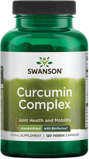 [BRSWGEIBAAFA4CY6] Swanson Curcumin Complex - Herbal Supplement Supporting Joint Health, Mobility & Physical Function - Standardized with BioPerine for Maximum Absorption - (120 Veggie Capsules)