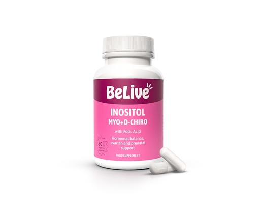 [BRSWYZQNOQCAGALG] BeLive Myo-Inositol & D-Chiro Inositol Capsules - 90Ct I Inositol Supplement with Folic Acid Supplements for Woman, Optimal 40:1 Ratio (1)