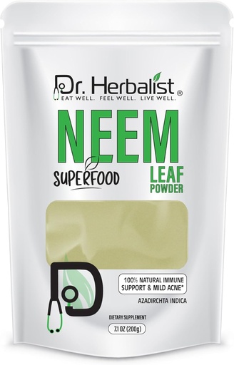 [BRSWYAYHBABQEHLD] Dr. Herbalist Neem Leaf Powder 200g - Azadirachta Indica for Skin, Hair &quot; Overall Wellness - 100% Natural, Vegan-Friendly &quot; Cruelty-Free