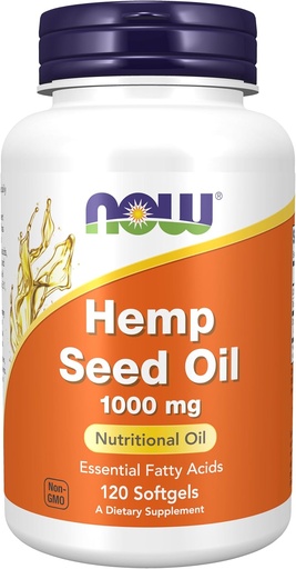 [BRSWYYD2OEBR4C3X] NOW Foods Supplements, Hemp Seed Oil 1,000 mg, Essential Fatty Acids, Nutritional Oil, 120 Softgels