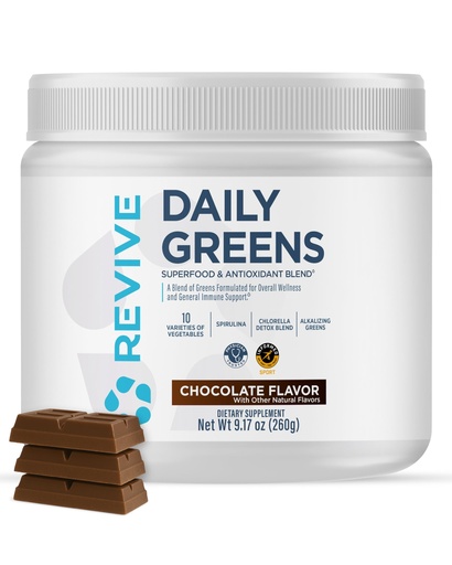 [BRSWYHY7OUDRGFD2] Revive MD Daily Green Powder Superfood (Chocolate) - Supergreens Powder to Support Energy Levels - Green Juice that Improves Fiber Intake - Vegetable Supports Digestion and Gut Health (30 Servings)
