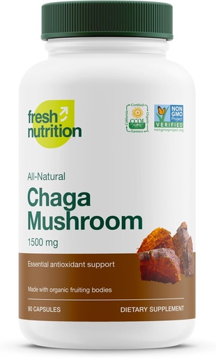 [BRSWYFAKCN4AMCY4] Organic Chaga Houby - Nejsilnější DNA ověřená 1500mg Per Serving - High in Fiber - Non GMO, Gluten & Soy Free, Vegan Friendly