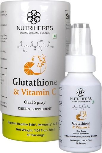 [BRSROFLYDJ5GCCQY] Nutriherbs Glutathione Oral Spray with Vitamin C - Enhanced Absorption, Antioxidant Supplements, Support Immunity, Healthy Skin & Hair (30 ml)