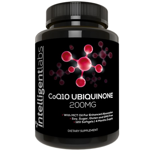 [BRSROEAECQFAAGT5] Intelligent Labs CoQ10 Ubiquinone 200mg Softgels | Coenzyme Q10 with MCT Oil for Max Absorption | Soy, Sugar, Gluten, and GMO-Free | 120 Servings | 120 Days Supply