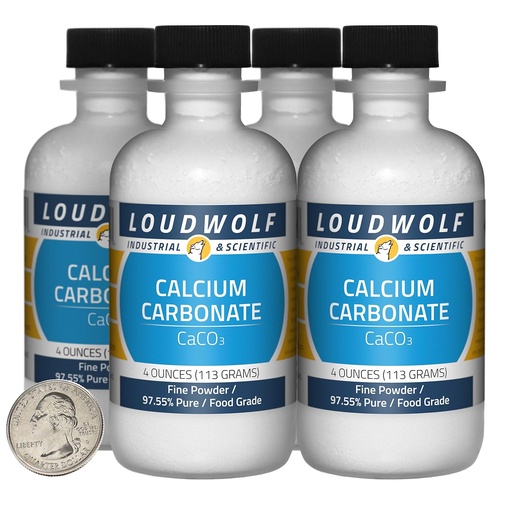 [BRSWYZLYBZ6BMFL3] Calcium Carbonate / 1 Pound / 4 Bottles / 97.55% Pure Food Grade/Fine Powder