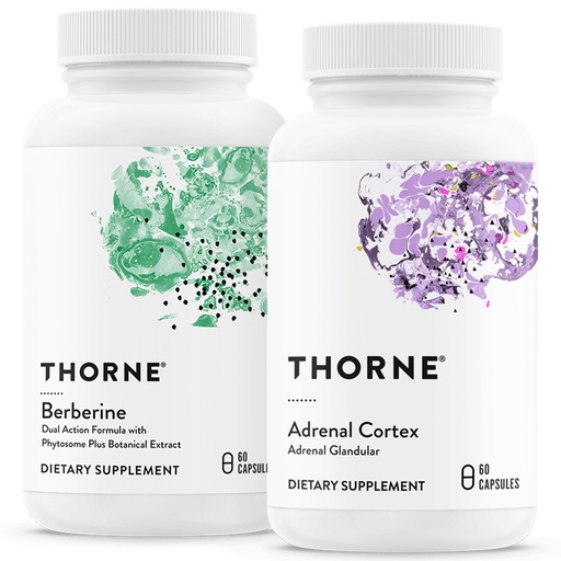 [BRSRAYIDAV4AECIU] THORNE - Stress and Immune Support Bundle - Berberine & Adrenal Cortex - 30 to 60 Servings