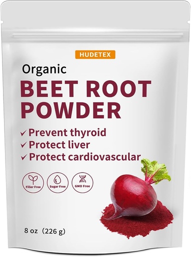 [BRSROGQLAR6B4YDB] Hudetex Beetroot Powder Organic, 8oz, Freeze Dried Supports Liver Function & Body Energy, Keep Youth,Rich in Vitamin B12, Iron, Folic Acid - Non-GMO, Vegan