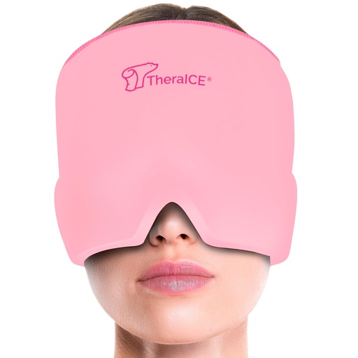 [BRSW2EDYABYBQGQ7] TheraICE Migraine Relief Cap, Soothing Headache Hat Ice Pack Mask (Pink, One Size)