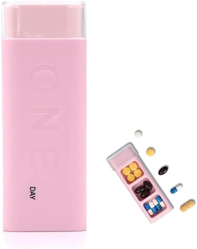 [BRSRAFD3A4AQE3IY] Travel Pill organizētājs 3 reizes dienā, Daily Pill kaste ceļošanai, Cute Portable Pill Case Dispenser Mini Pill turētājs bagātinātājiem, tabletes, vitamīni un zāles (Rozā)