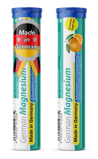 [BRSWYGIQOUPGYALL] German Magnesium Oxide Supplement | Effervescent Tablets | Orange Flavor – 200 mg Magnesium per Serving | Sugar Free, Vegan – T&D Pharma – Made in Germany