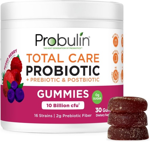 [BRSROAAFAUBG2EI2] Total Care Probiotic + Prebiotic + Postbiotic Gummies - Mixed Berry 30ct