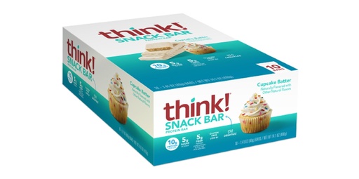 [BRSWKGIQOMIRG2I3] think! Protein Bars with Chicory Root for Fiber, Digestive Support, Gluten Free with Whey Protein Isolate, Cupcake Batter, Snack Bars without Artificial Sweeteners, 1.4 Oz (10 Count)