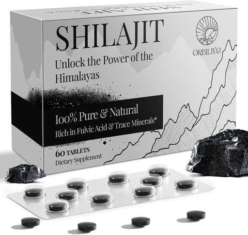 [BRSRAEL7CIFREDYY] 30,000 MG Shilajit Tablet, 100% Shilajit Pure, Himalayalar Organic, Fulvic Acid və 85+ Immune Sistemi üçün Makiya Minerals, Shilajit Supplement, 60 Count