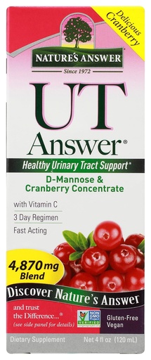 [BRSWIYYIBICBWDI3] Nature's Answer UT Answer | Urinary Tract System Support | Cranberry Flavor Dietary Supplement | Alcohol-Free, Gluten-Free, Not Tested on Animals & Vegan 4oz