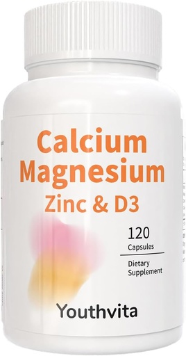 [BRSRAGT2CAFGEYL6] Calcium Magnesium Zinc VitaminD3 Capsules, Support Immune & Bone Health, 120 Count