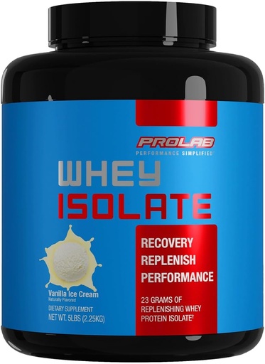 [BRSRAGL2CAARUGTJ] Prolab Whey Isolate 5LB, Ultra-Pure, Fast-Absorbing Whey Protein Isolate with 23g Protein &amp; BCAAs,Supports Lean Muscle Growth, Recovery & Performance (Vanilla Ice Cream)