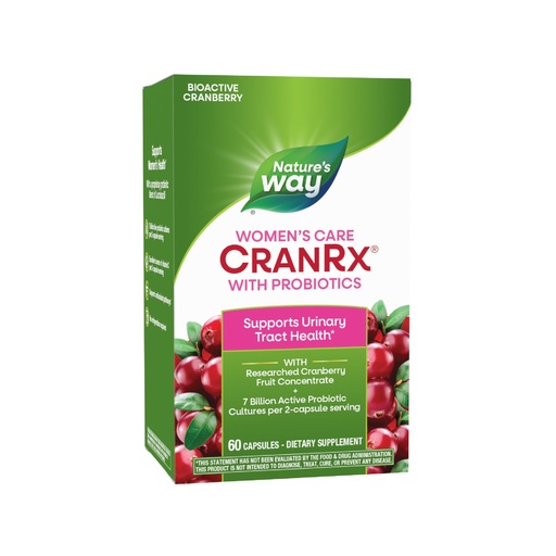 [BRSWGZQHPIIBQD3F] Nature's Way Women's Care CranRx with Probiotics, Supports Urinary Health*, Vitamin C, Cranberry, 7 Billion Live Cultures per 2-Capsule Serving, 60 Capsules (Packaging May Vary)