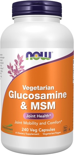 AHORA Suplementos de alimentos, Glucosamina &amp; MSM (GreenGrown® Glucosamine), Vegetariano, 240 cápsulas de verduras