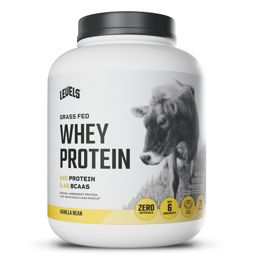 [BRSWGYAEPMHR6C32] Levels Grass Fed Whey Protein Powder, No Artificials, 24G of Protein, Vanilla Bean, 5LB